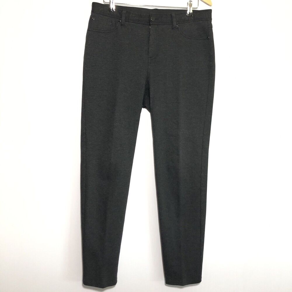 Chicos Pants Womens Large 12 2 Gray Heathered Ponte Elastic Waist
